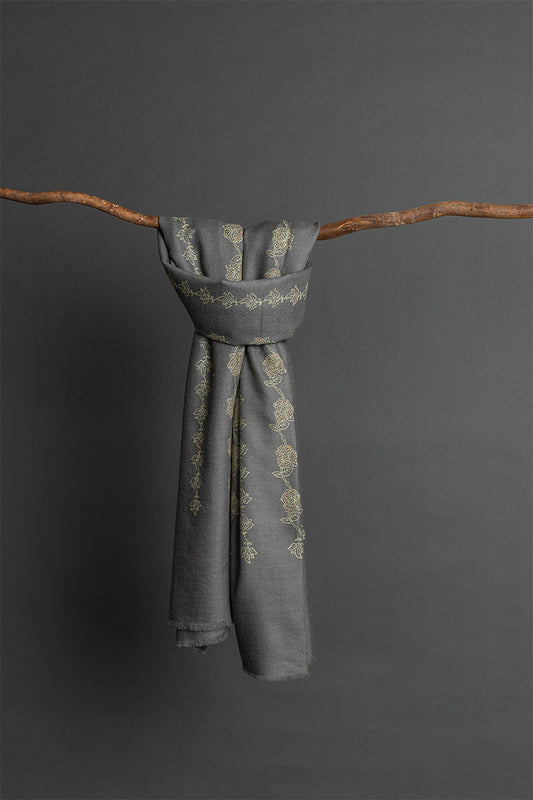 Rosevine Embroidered Light Lemon and Peach