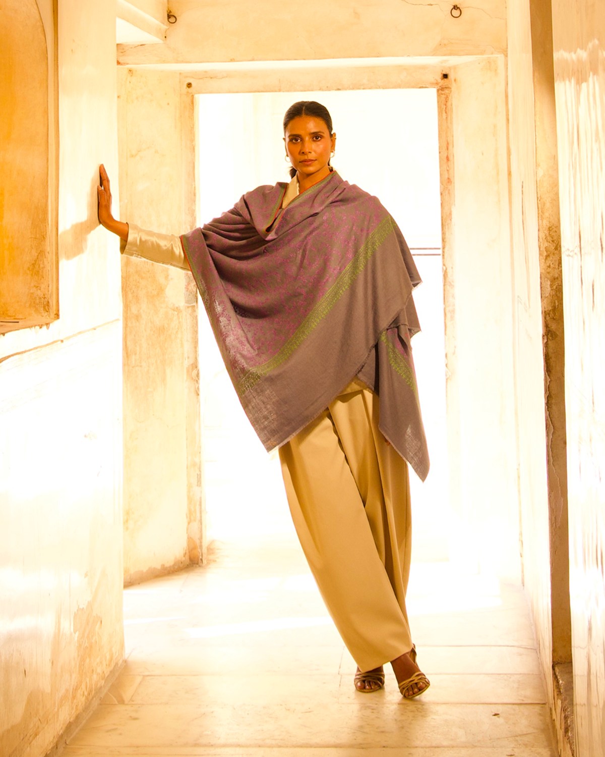Dusty Violet Jaali Shawl
