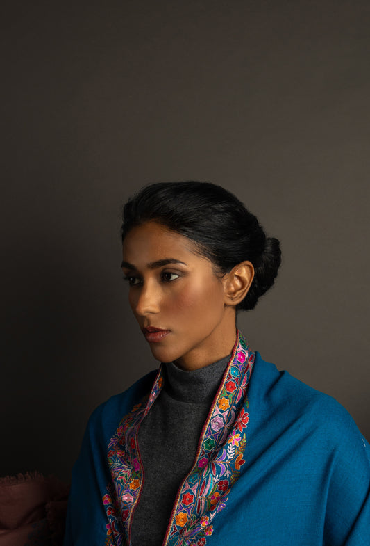 Blue Palla Vibrant Embroidered