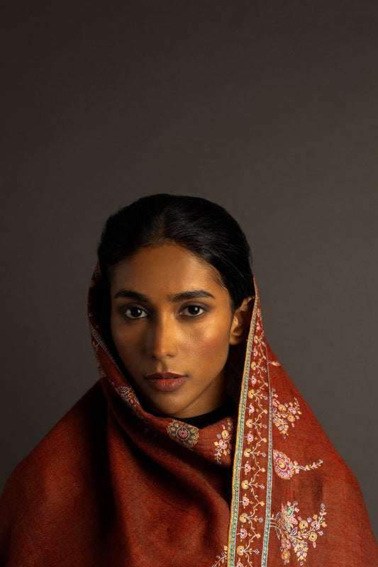 Rust All-Over Palla Shawl
