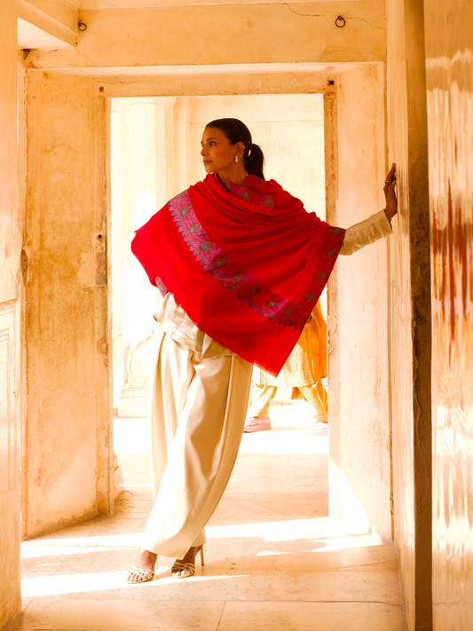 Red Palla Daar Shawl