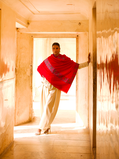 Red Palla Daar Shawl