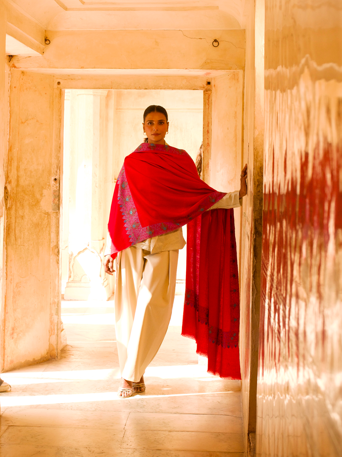 Red Palla Daar Shawl