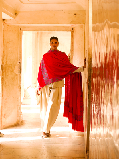 Red Palla Daar Shawl