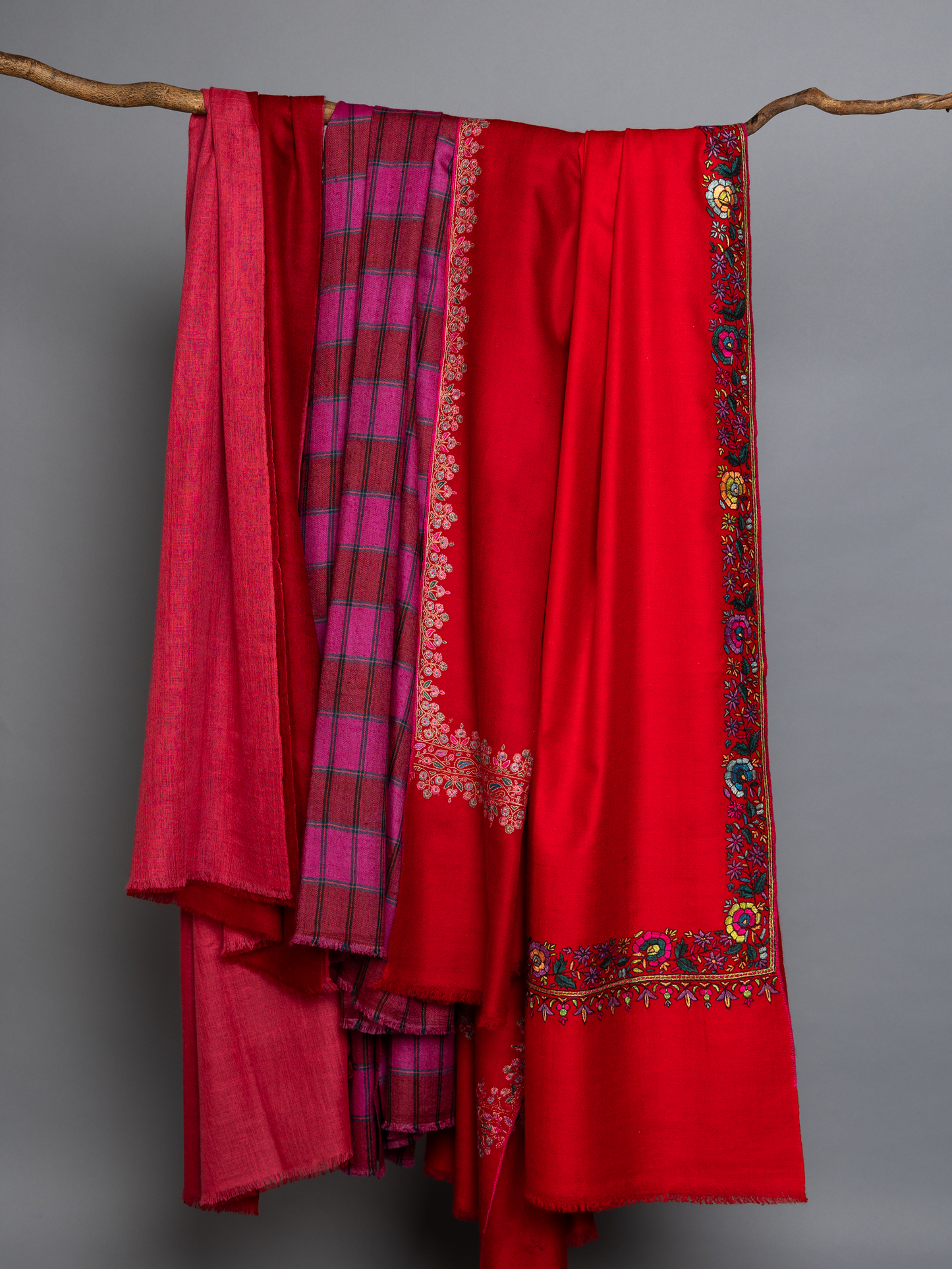 Lipstick Red Multicolor Palla Embroidered