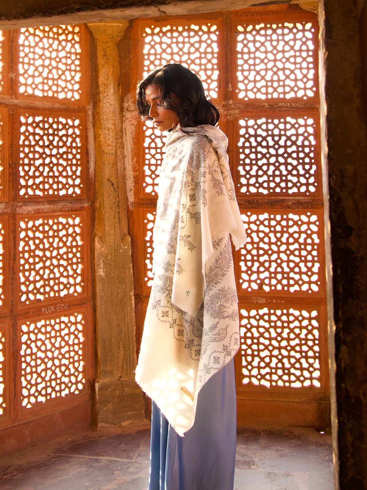 All-Over Jaali Off-White Stole