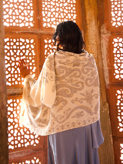 All-Over Jaali Off-White Stole