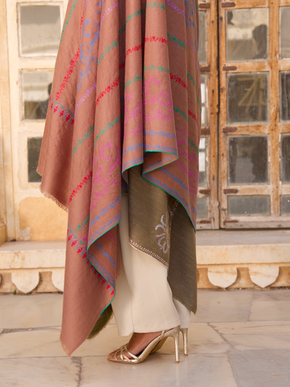 Muted Pink Embroidered Shawl