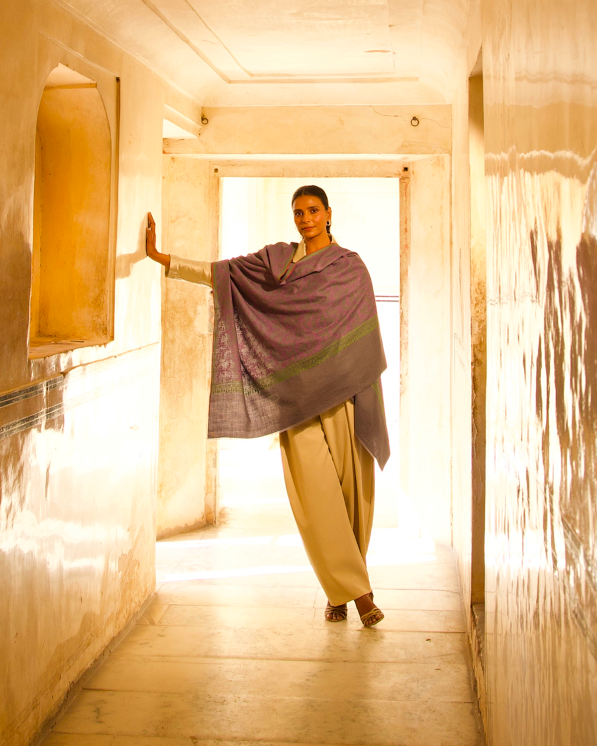 Dusty Violet Jaali Shawl