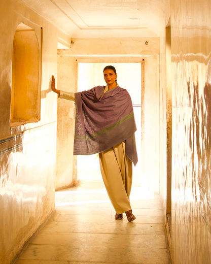 Dusty Violet Jaali Shawl