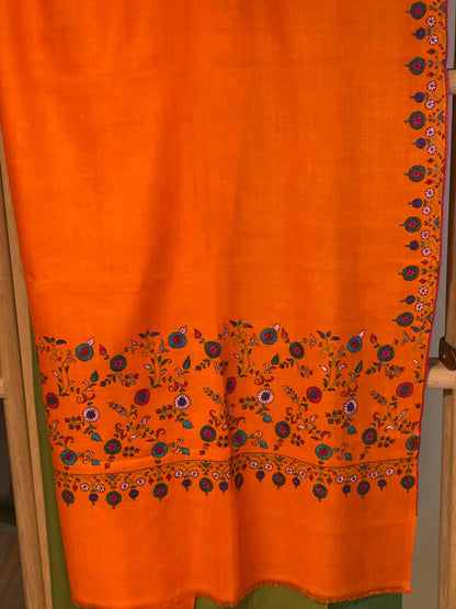 Saffron Orange Palla Embroidered