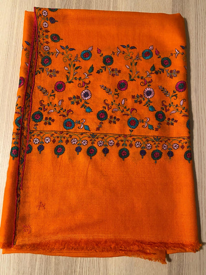 Saffron Orange Palla Embroidered