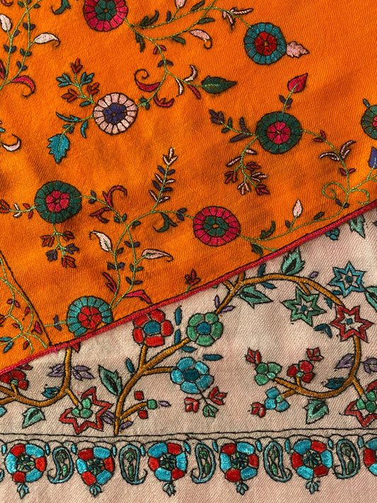 Saffron Orange Palla Embroidered