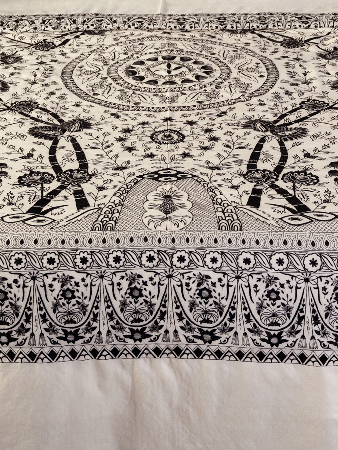 Palampore Bedspread Black/White